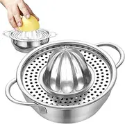 Stainless Steel Lemon Juicer, Handheld Lemon Squeezer in Stainless Steel, Juice Making Bowl Portable Fruits Squeezing Drinking Gadget for Oranges, Citrus, Grapefruit