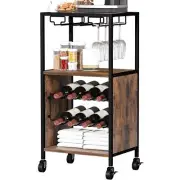 SZLHANJZ Wine Cart Small Liquor Cart with Glass Holder Rolling Side Table for...