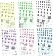 IWOWHERO 6 Sheets Self Adhesive Face Gems Rhinestone Stickers for Makeup Crafts Acrylic Jewels for DIY Nail Art Phone Decoration Easy to Use Durable Sparkly