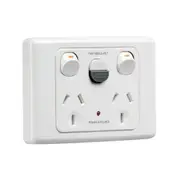 Clipsal 2000 Series Switched Socket Twin 10A Rcd 30Ma - 2025RC-WE