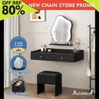 ALFORDSON Dressing Table Stool Set Floating Makeup Mirror LED Vanity Desk Black