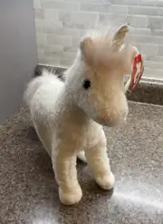 NEW RARE VINTAGE Ty Sparkles the White Unicorn Plushie 12" (1996)