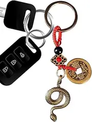 [Generic] Snake Bag Pendant | Vintage Brass Keychain Pendant Snake Bag Pendants | Lucky Chinese Keychain Charm Animal Key Ring for Suitcase & Backpack