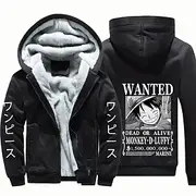 One Piece Monkey D. Luffy Hoodie Outerwear Sherpa Jacket Anime Graphic For Couple's Men's Women's Adults' Masquerade Hot Stamping Casual Daily