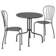 LÄCKÖ table+2 chairs, outdoor, grey