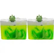 2PK Bomb Cosmetics It's Not Easy Being Green Scented Bath Soap Slice Bar w/ Toy