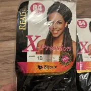 Bijoux Kanekalon Brushable Braiding Hair 84in Color 1B Tangle Free Realistic