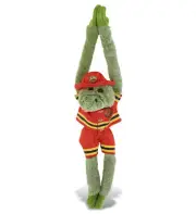 DolliBu Hanging Alligator Firefighter Plush with Red Fireman Costume - 21 Inch