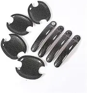 for MK5, for Golf, Plus, for Golf, GTI 2006-2010 Carbon Fiber Chrome Car Door Handle Cover Cup Bowl Trim Styling Accessories Car Door Handle Overlay(Black Silver Handle)