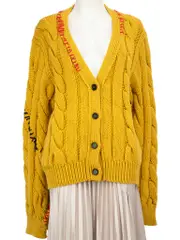 Yellow Wool Chunky V-Neck Cardigan