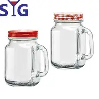 在飛比找momo購物網優惠-【SYG】吸管洞梅森杯玻璃罐500ml(二入組)