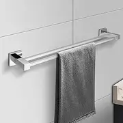 ACA International 800mm Stainless Steel Bathroom Square Double Towel Rail Bar Towel Rack Holder Rustproof Rod Polished Finish (Chrome)