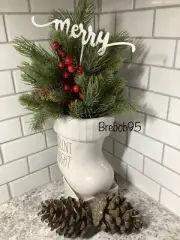 Rae Dunn SILENT NIGHT Ceramic Stocking Wall PlanterHoliday Decor Magenta