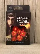 NEW IN BOX ©2019 Q WORKSHOP CLASSIC RUNIC RED AND YELLOW DICE SET OF 7