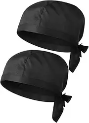 [ANDRESLAD] 2pcs Chef Hat Turban BBQ Cooking Hat Catering Hat Restaurant Chef Hat Waiter Uniform Cap Black