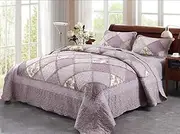 King and Super King Size Bed Luxury Chic Patchwork Quilt Coverlet Bedspread Set Comforter 250x270cm 26#