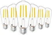 6 Pack Dusk to Dawn Indoor Residential Vintage LED Edison Bulbs 75W -850 Lum