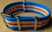 Easy Pass Thru Timex Camper ONE PIECE Fits any 20mm Watch Band Blue White Orange