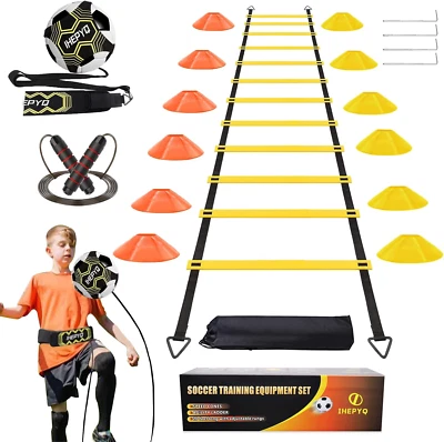 Soccer Agility Training Equipment Set, 12 Rung 20Ft Agility Ladder, 12 Disc Cone