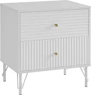 Oos Living Lisa Wavy Fluted Bedside Table, White