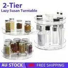 2Tier Lazy Susan Turntable Spice Rack Organizer for Kitchen Storage Tray Large