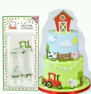 Fmm Tractor Cutter Set Cake Fondant Decorating Sugarcraft Icing Tool Cut Stencil