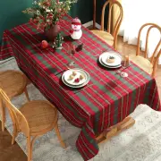 Christmas Tablecloth Red,Plaid Rectangle Xmas Metallic Fabric Table Cloth Dus...