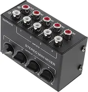 NULYLU 4 Channel Audio Mixer Passive Stereo Mini Mixer for Cd Players Instruments