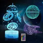 3D Illusion Night Light for Kids LED Desk Lamp 3 Pattern & 16 Color Change Decor