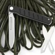 Pocket Folding Utility Knife Flax Handle Scalpel Blade Outdoor Keychain EDC Tool