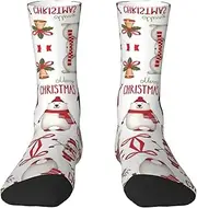 [JEJEA] Christmas Santa Claus print Socks For Men and Women Men's Moisture Control Crew Socks Gifts For Golf, Hunting, Camping