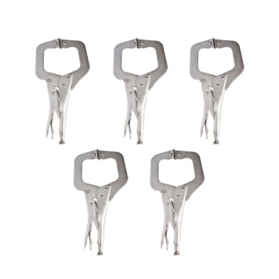 LABLT 11" Locking C Clamp Pliers Grip With Swivel Pad Vise Jaws Adjustable 5 Pcs