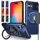 For iPhone 16 15 Pro Max 14 13 12 11 MagSafe Magnetic Case Rotating Ring Stand