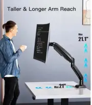 Huanuo Single Monitor Arm Mount Desk Stand for 17"-35" Full Motion Screen HNSS12