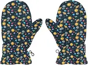 [Joisal] Solar System Planets Space Kids Watm Gloves, Ideal for Winter Sports, Toddler Boys Gloves Winter, Youth Sports Gloves, Small, Solar System Planets Space