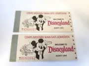 Disneyland Complimentary (2) Main Gate Admission 10 Adventures Ticket VTG Unused
