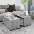 Square Coffee Table Wooden Sofa Lounge Room Storage Side Shelf Concrete Grey