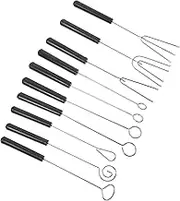 CHICAMPERA 10pcs Chocolate Dipping Fork Set Candy Dipping Tools Stainless Steel Fondue Picks Cake Decorator Easy Use DIY Candy Making Essential Kitchen Tool