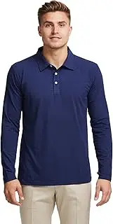 [Solbari] UPF 50+ Men's Sun Protection Long Sleeve Polo Shirt - UV Protection, Sun Protective