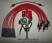 PLYMOUTH 273 318 340 360 RED Small Female Cap HEI Distributor + Spark Plug Wires