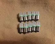 (10) GREEN FROSTED BAYONET 6.3V-8V LED LAMP/#44 #47 #1847 #1866/Technics SA