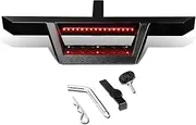 DNA Motoring HITST-2-333-BK-T1 2" Receiver Trailer Towing Hitch Step Bar w/LED Brake Light,Black