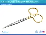 Scissors 4.5 inches Straight with Tungsten carbide Gold Plated Handle ARTMAN