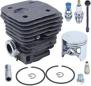 56mm Cylinder Piston Kit Compatible with Husq 395 395XP Chainsaw Replace 503993971 with Oil Line Filter Decompression Valve Spark Plug