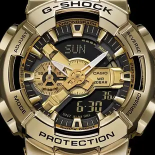 【CASIO 卡西歐】 G-SHOCK 金屬殼雙顯手錶-黑金_GM-110G-1A9_48.8mm