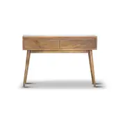 Harmony Console Table Solid Hard Mango Wood Wooden Hallway Entryway Side Writing Desk 2 Drawer Shelf Storage - Light Oak