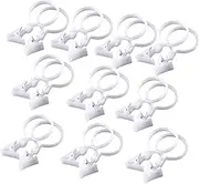 Curtain Rod Clip Rings 12x6cm White Hooks Easy Install Shower Curtain Clips