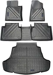 TPE Floor Mats Compatible with Toyota Camry 2018 2019 2021 2022 2023, All Weather 2 Row and Cargo Liner Rubber Floor Liners(Include Hybrid)(4PCS Full Set,Standard)