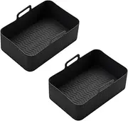 tieedhfu 2pcs/Set Air Fryer Food Clean Evenly for Airfryer Air Harmless Human Dishes Baskets Silicone of to Clean Trays, Black, 19.5 * 13.5 * 7CM