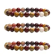3 Mookaite 8mm Beaded Stretch Bracelets Lot Special Deal